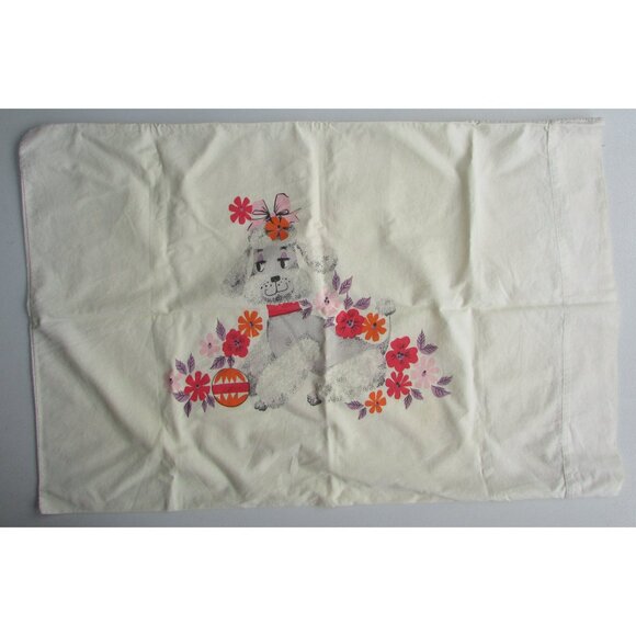Vintage CANNON Double Printed Cotton Pillowcase - Poodle, Mouse - Picture 2 of 7